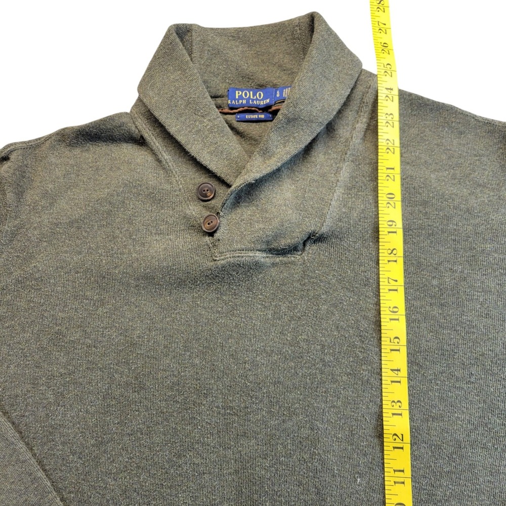Polo Ralph Lauren Shawl Collar Pullover Sweater Green Size‎ Large Estate Rib - Picture 8 of 10